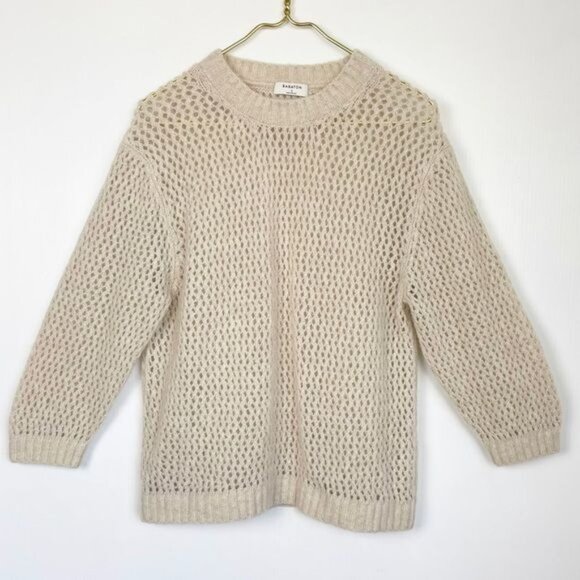 Babaton Aritzia Antiqua knit mesh wool top tan Oyster color Small - Picture 2 of 10